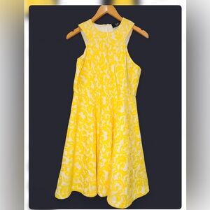 AX Paris Butter Yellow Lace Fit & Flare Dress Sleeveless A-Line SZ UK 14 US 10